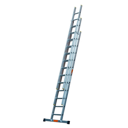 Industrial and trade aluminium triple extension ladder