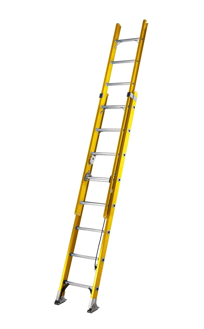 Industrial fibreglass double extension ladder